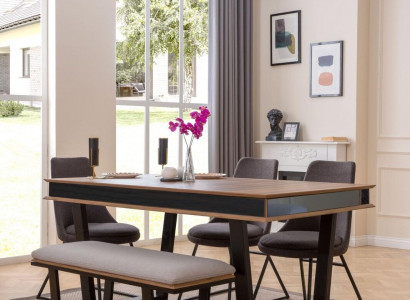 Complete dining set: dining table, 4 chairs, dining group, bench, dining table, 6-piece set.